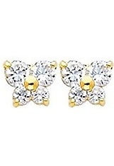adorable little yellow gold April birthstone earrings for babies